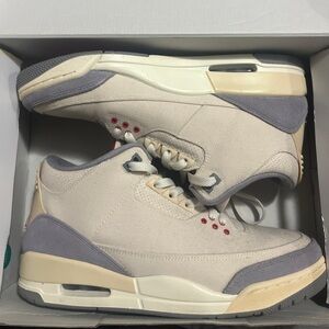 Jordan Cream and Gray Sneakers with Red Accents